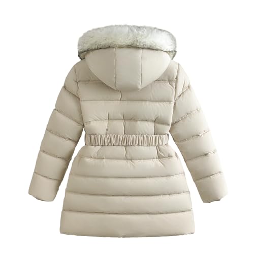 Kids Winter Coats With Belt Girls Warm Puffer Jackets Cute Fleece Hoodie Clothes2