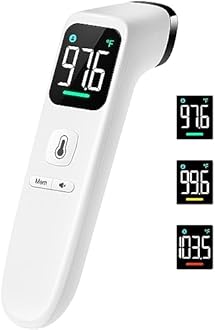 Touchless Thermometer for Adults and Kids, Fast and Accurate Thermometer with Fever Alarm, 1S Reading and Silent Mode (Led-White)