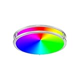 DESIGNERS FOUNTAIN LED Flush Mount Ceiling Light, 12 Inch Voice Controlled Smart Lighting Fixture, Brushed Nickel , LED1552RGB-BN