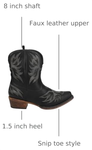 Image of ROPER Womens Amelia Tooled Inlay Snip Toe Casual Boots Ankle Low Heel 1-2 inch - Brown
