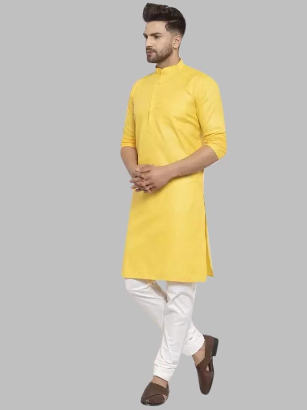 Image of Luxrio Kurta for Men Cotton Blend Long Solid Straight Fit