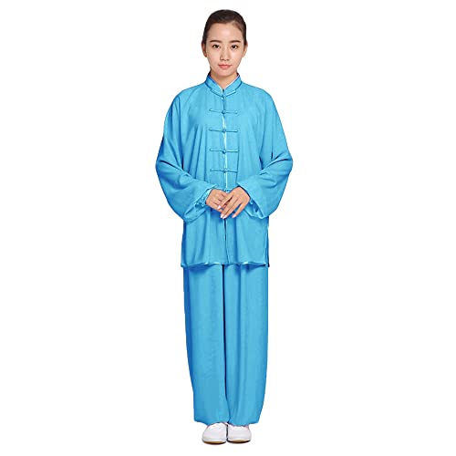 Zooboo Unisex Mens Chinese Traditional Cotton Tai Chi Uniform Kung Fu Clothing (Blue, S) #TOP15