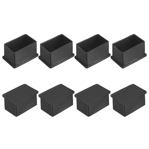 Image of M METERXITY 8-Pack Rectangle Chair Leg Caps, 1.2 x 2 (30 x 50mm) PVC Chair Leg Floor Protectors for Chairs /Table /Bed, Furniture Feet Covers Cups Non-Slip End Tips