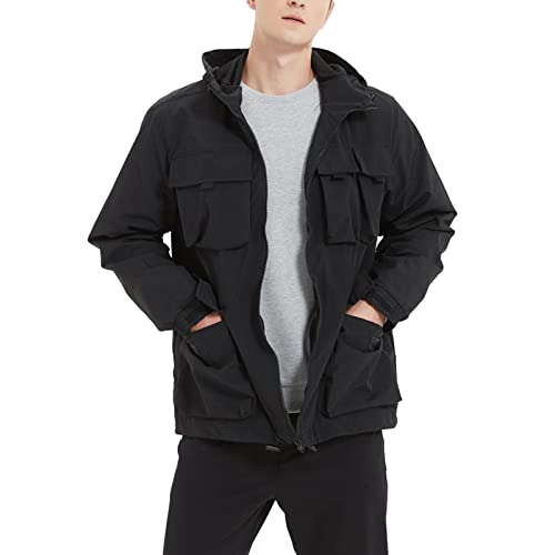 Veste d'hiver légère homme XXL noire décontractée à capuche