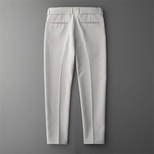Men Draped Loose Fit Straight Trousers with Belt Business Casual Solid Color Office Wedding Suit Pants3