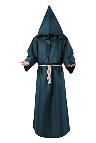 Costume da Prete Medievale Halloween Cappone con Mantello Frate Accappatoio Sacerdote Rinascimento Monaco Cosplay Sacerdote per Halloween Carnevale
