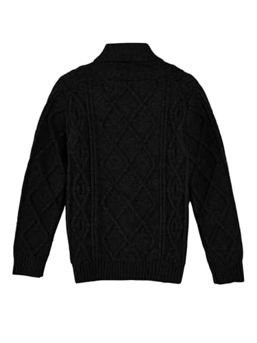 Boy's Sweater Cardigan Button Down Shawl Collar Cable Knitted Outwear Long Sleeve Sweater Coats with Pockets2