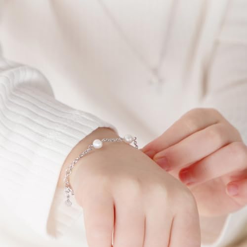925 Sterling Silver Delicate Freshwater Cultured Pearl Strand Adjustable Bracelet For Little Girls - Classic and Elegant Children's Jewelry For Formal Occasions - Gifts For Religious Events3
