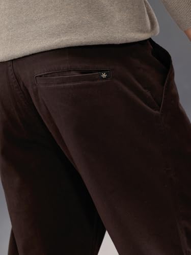 Image of WROGN Men's Cotton Blend Trousers | Solid | Regular Fit