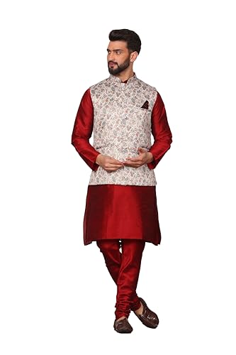 Image of Kurta With Churidar & Multicolor Nehru jacket Set