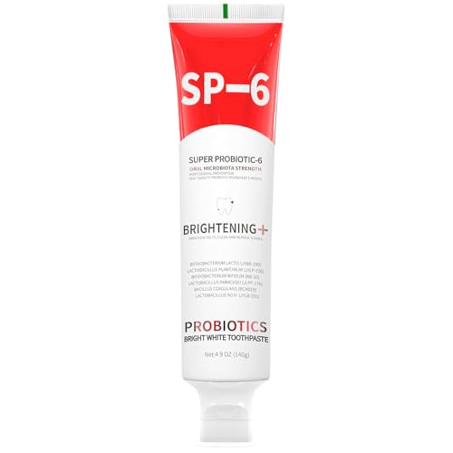 Sp-6 Probiotics Whitening Toothpaste, Sp-6 Ultra Whitening Toothpaste, Enhanced Formula with 6 Probiotics for Teeth and Gum Health, Fresh Mint Flavor, Fresh Breath, 4.9oz