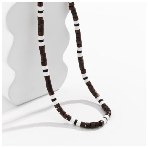 SHLWYG Herren-Halskette aus Holzperlen, Surfer-Halskette, Halskette im einzigartigen Stil, Halskette aus Holzperlen in verschiedenen Farben – modisch, unverwechselbar und schön