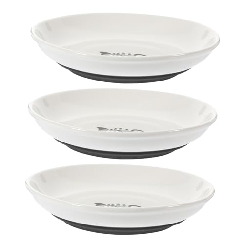HEALEEP 3pcs Non- Ceramic Cat Bowls Silicone Base for Food and Water Stylish and Lightweight Cat Dishes for Indoor and Outdoor Feeding for All