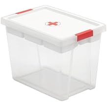 TATAY First Aid Box 15L | Plastic Storage Box with Lid and 5-Compartment Tray | Lid with Hinges Included | Ergonomic Handles | Recycled BPA-Free Plastic | 25x36x26 cm, White