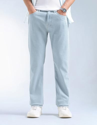 Image of Flying Machine Men's Straight Fit Jeans| Solid | Mid Rise | Stretchable | Jeans for Man