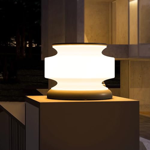 HZWJIA Stainless Steel Pillar Lamp 3000KLED Warm Lighting Modern Pillar Cap Lamp IP65 Waterproof Pillar Head Lamp Gray Outdoor Waterproof Solar Pillar Lamp For Villa Garden Patio Pillar Lamp D ?11.8/1