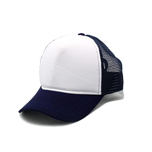 Boné Trucker Liso Masculino Aba curvada Cor: Azul-Branco
