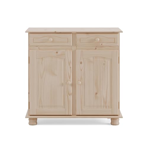 MOBLIT Aparador Alacena de Pino Macizo – Serie Canet, Mueble Auxiliar de Almacenaje para Cocina, Comedor o Salón, 86x42x88 Sin Barnizar
