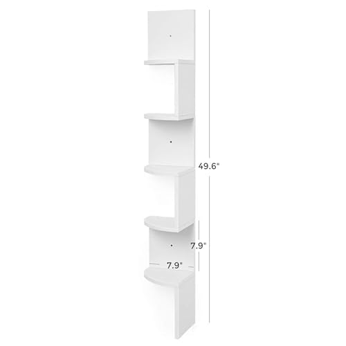 Vasagle Corner Shelf Wall Mount, 5-Tier Floating Corner Bookshelf, Plant Shelf For Bedroom, Living Room, Bathroom, Home Office, Classic White Ulbc72Wt #TOP2