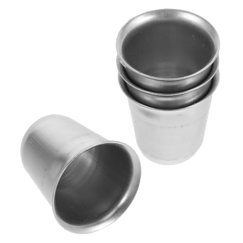 FUNOMOCYA 4pcs Stainless Steel Wine Goblet Unbreakable Decorative Chalice for Outdoor Events Travel Religious Ceremonies Spill Resistant Design with Flat Base for Stability