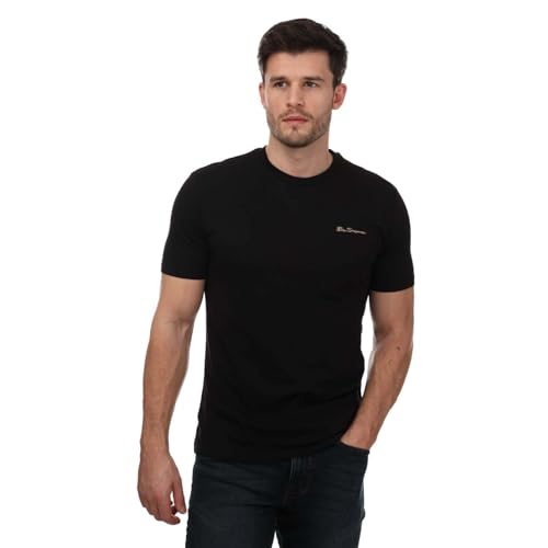 Ben Sherman Camiseta para hombre con logotipo en color negro, Negro, M