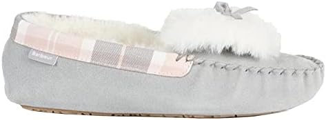 Barbour Womens Darcie Luxurious Suede Moccasin Slip-on Slippers - Grey Suede - 6 | Image 1