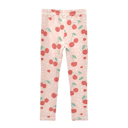 Cherry Hearts Girls' Leggings Toddler Doodles White Dots Kids Yoga Pants Dance Active Tights 4T2