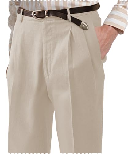Formal Mens Pants Linen Pant Cuffed Trousers Regular Fit Suit Pants