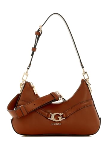 GUESS Bolsa de ombro DEA com zíper superior, conhaque