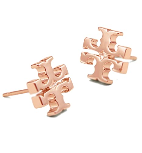 Tory Burch Women's Small Logo Stud Earrings (Rose Gold)2