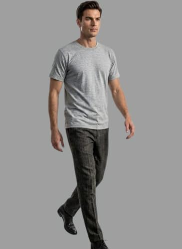 Image of FARMAN Men's Cotton T-Shirt, Regular Fit, Half Sleeve, Grey