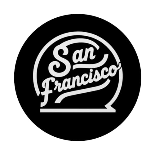San Francisco Skyline California Retro Bay Area Oakland SFO PopSockets Swappable PopGrip, Black - Image 3