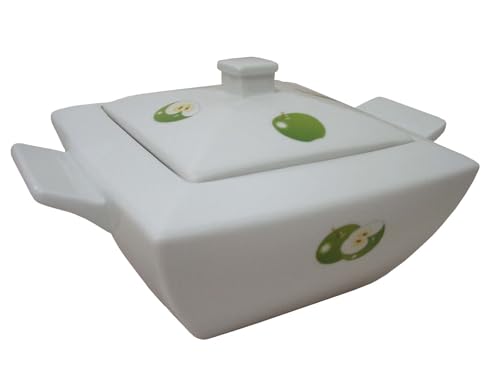 SOPERA DE VAJILLA CUADRADA 2800ML PORCELANA MANZANA VERDE