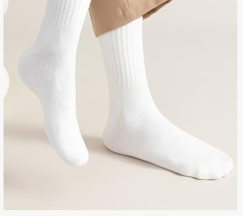 2 Pairs Men's Solid Crew Socks Casual Socks Crew Knit Socks Size 8-134