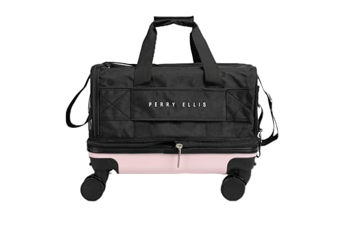 Catálogo de Perry Ellis Rosa del mes. 44 PERRY ELLIS - Maleta transportadora para mascotas color rosa, expandible, 4 ruedas giro 360°, correa ajustable.
