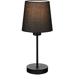 Lamparas De Mesita De Noche Negras Briloner - Lámpara de mesa, lámpara de mesita de noche, lámpara de escritorio, 1 x E14, incluye interruptor de cable, pantalla de tela, color negro, 100 x 314 mm (diámetro x altura) (7024-015)