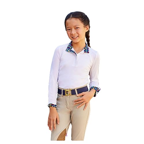 RJ Classics Maddie JR 37.5 Girls English Show Shirt - White with Popsicle Trim (as1, Alpha, m, Regular)
