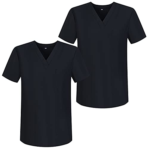 MISEMIYA - Pack*2 - Arbeitskleidung Unisex Spitze Kragen Kurze Medizinische Uniformen Unisex - Ref.817 - XX-Large, Schwarz 68