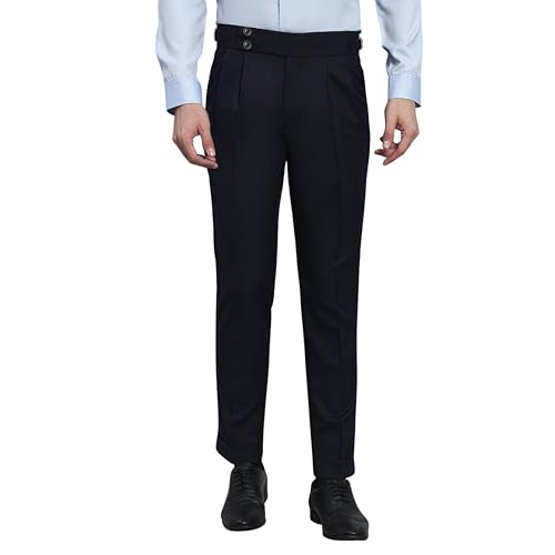 Image of Gurkha Pants for Men | Trouser for Men | Formal Pant | Double Button | Regular Fit Trouser High Waist Pleated Casual Trousers | Straight Leg Pants for Office Smart Casual Travel Party