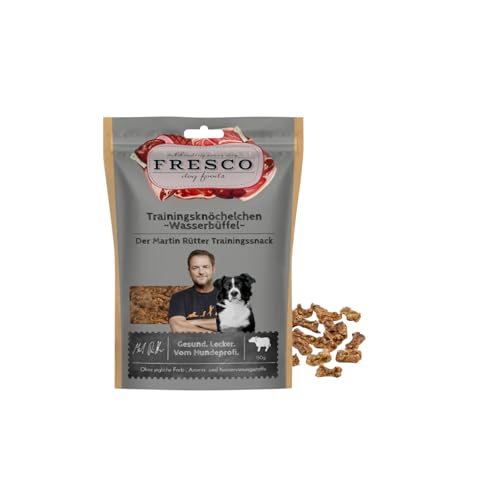Fresco Martin Rütter Trainingsknöchelchen Wasserbüffel | Doppelpack | 2 x 150 g | Ergänzungsfuttermittel für Hunde | Natürlicher Monoproteinsnack aus reinem Wasserbüffelfleisch