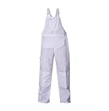 MA ONLINE Mens Plain Working Wear Pants Adults Painters Basic Bib Brace Work Wear Trouser White 3X Large