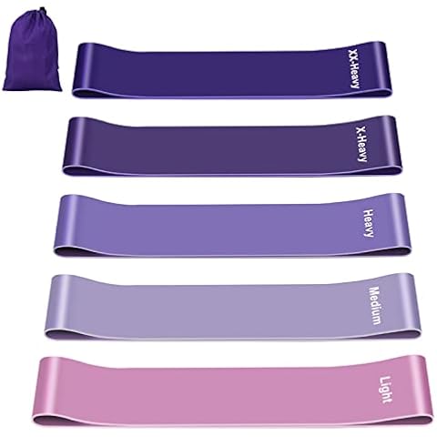Fitnessbänder [5er Set] Fitnessband Theraband mit Übungsanleitung auf Deutsch & Tragebeutel Resistance Bands widerstandsbänder Gymnastikband Booty Band für Muskelaufbau Pilates Yoga usw Cover