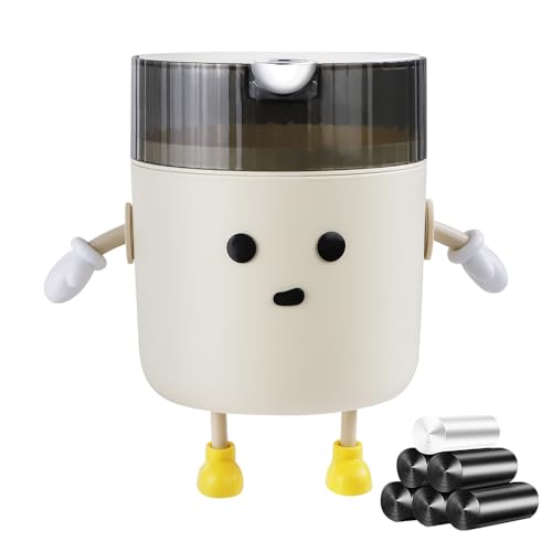 Image of Cute Mini Desktop Trash Can with 6 Rolls of Trash Bags
