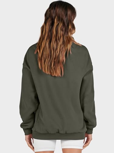 Image of ANRABESS Womens Oversized Sweatshirts Mock Neck Pullover | Cozy Fleece Long Sleeve Tops, Casual Daily Wear, Going Out & Preppy, Loose Fit, 2026 Fall Winter Trendy Outfits