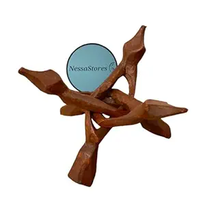 NESSASTORES - Carved Tripod Wood Stand Holder 6