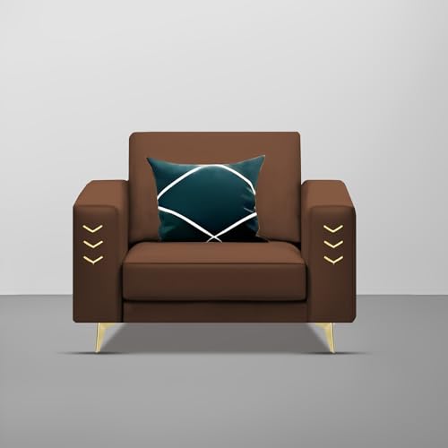 Image of Casaliving Falco 1 Seater Sofa Set for Living Room (Brown Fabric) Premium Fabric Sofa