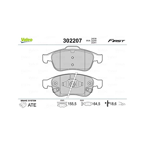 Valeo - Imbottiture Per Freni First - 302207 - Set Di 4 Imbottiture - Asse Anteriore - Completamente Dotato Di Accessori Montati.