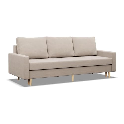 Mebligo - Sofa mit Schlaffunktion und Bettkasten Blank, 3 Sitzer...