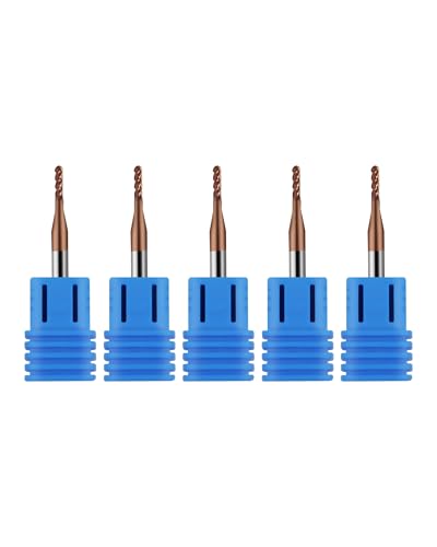 Image of 1 /16 inch Carbide Ball Nose End Mills, TISIN Coated, 4 Flute, End Mill Bits for Alloy Steels and Hardened Steels, 1 /8 inch Shank Diameter- 5pcs