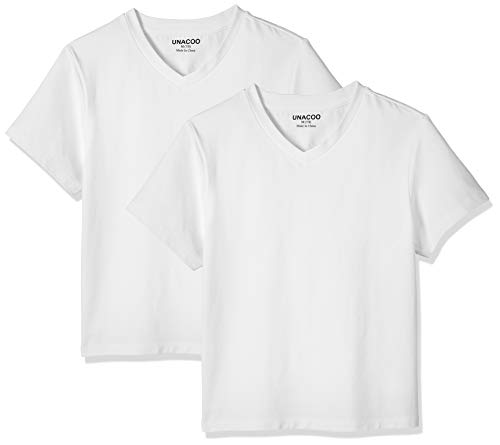 UNACOO Girls Boys Tshirts Short Sleeve V-Neck Tees Solid Soft T-Shirts for Boys